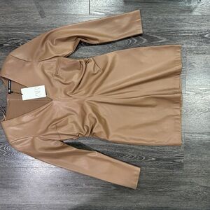 Zara Women's Brown Faux Leather Blazer